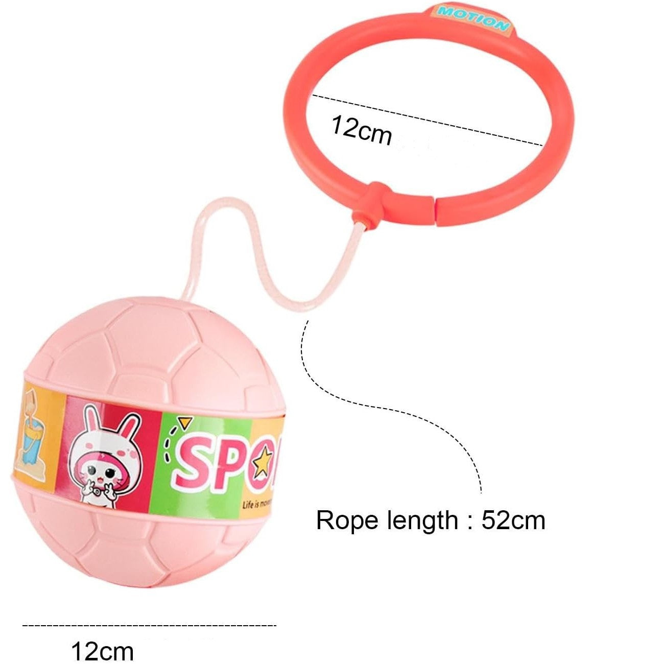 Minge pentru Sarit, Flippy, Tip Coarda Hula Hoop, Cerc 12 cm, Coarda 52 cm, Minge 12 x 11 cm, Functie Iluminat, 4-6