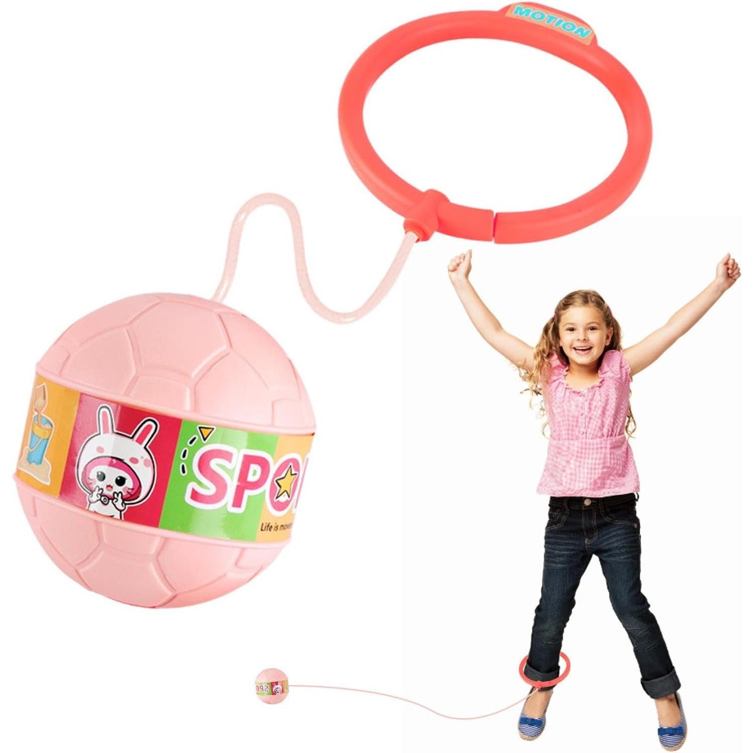 Minge pentru Sarit, Flippy, Tip Coarda Hula Hoop, Cerc 12 cm, Coarda 52 cm, Minge 12 x 11 cm, Functie Iluminat, 4-6