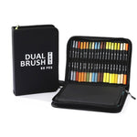Set Carioci pe Baza de Apa, Flippy, 2 in 1, pentru Pictura, Caligrafie, 60 Culori, Penar Negru, Corp Carioca Negru,