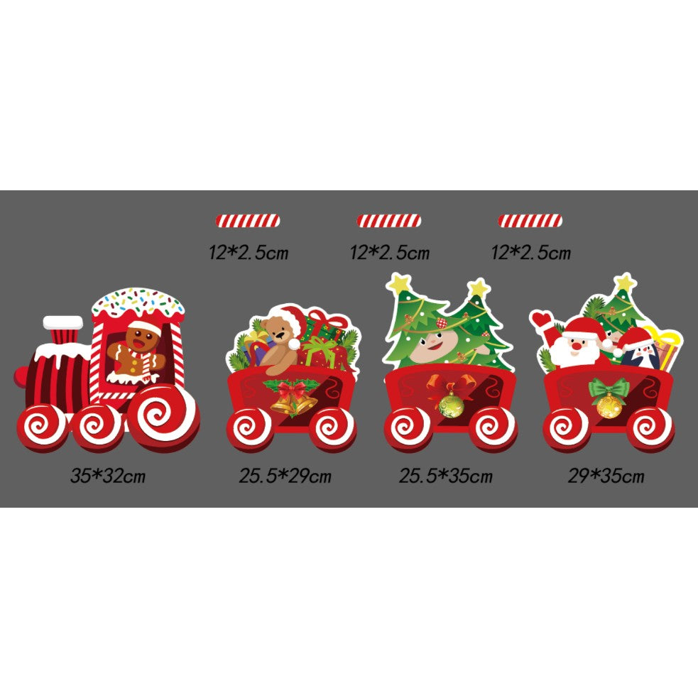 Decoratiune de Craciun, Flippy, pentru Gradina, Tip Trenulet, 4 Figurine + Bete de Infipt in Pamant, din Plastic,