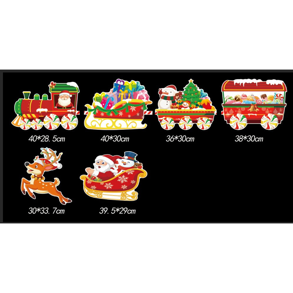 Decoratiune de Craciun, Flippy, pentru Gradina, Tip Trenulet, 6 Figurine + Bete de Infipt in Pamant, din Plastic,