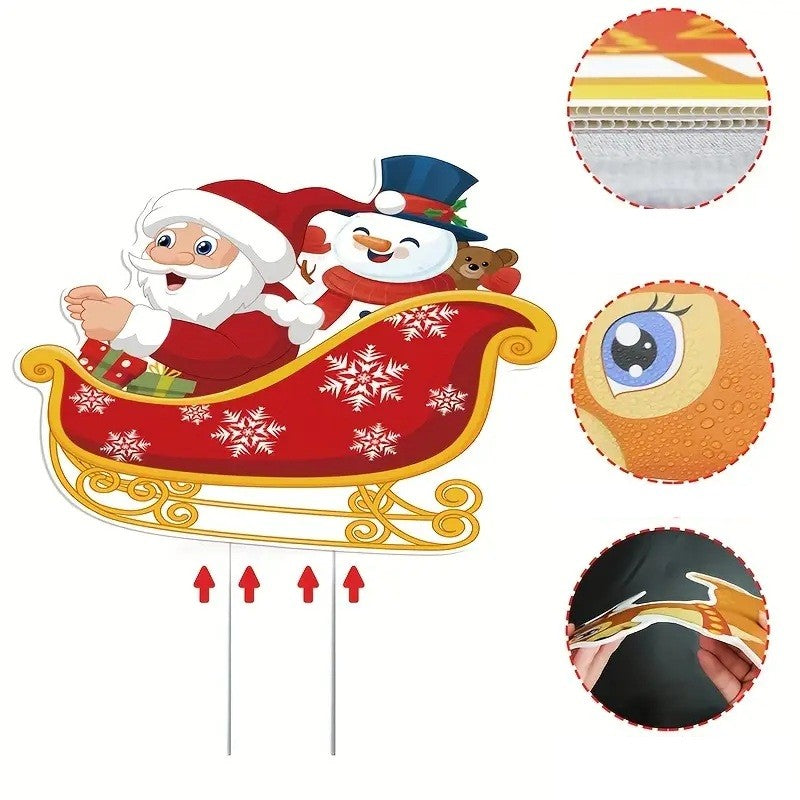 Decoratiune de Craciun, Flippy, pentru Gradina, Tip Trenulet, 6 Figurine + Bete de Infipt in Pamant, din Plastic,