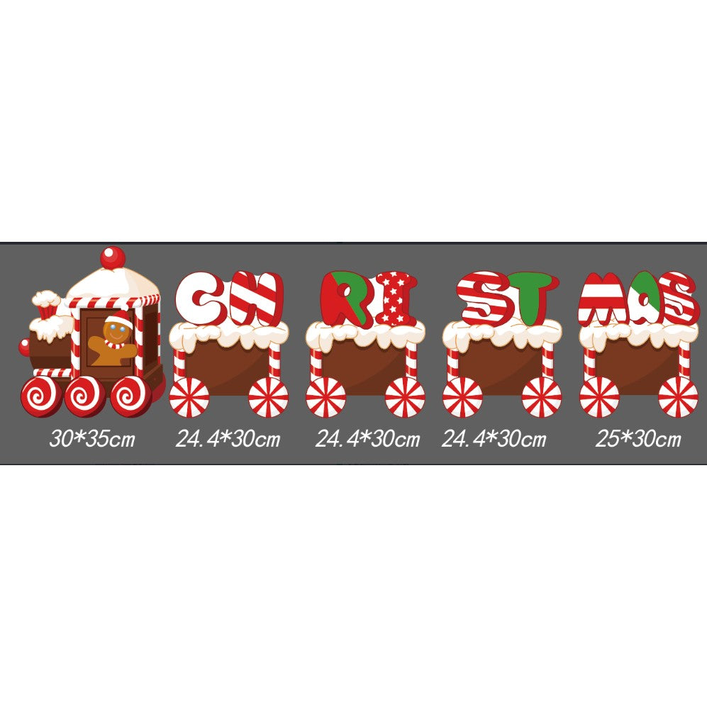 Decoratiune de Craciun, Flippy, pentru Gradina, Tip Trenulet, 5 Figurine + Bete de Infipt in Pamant, din Plastic,