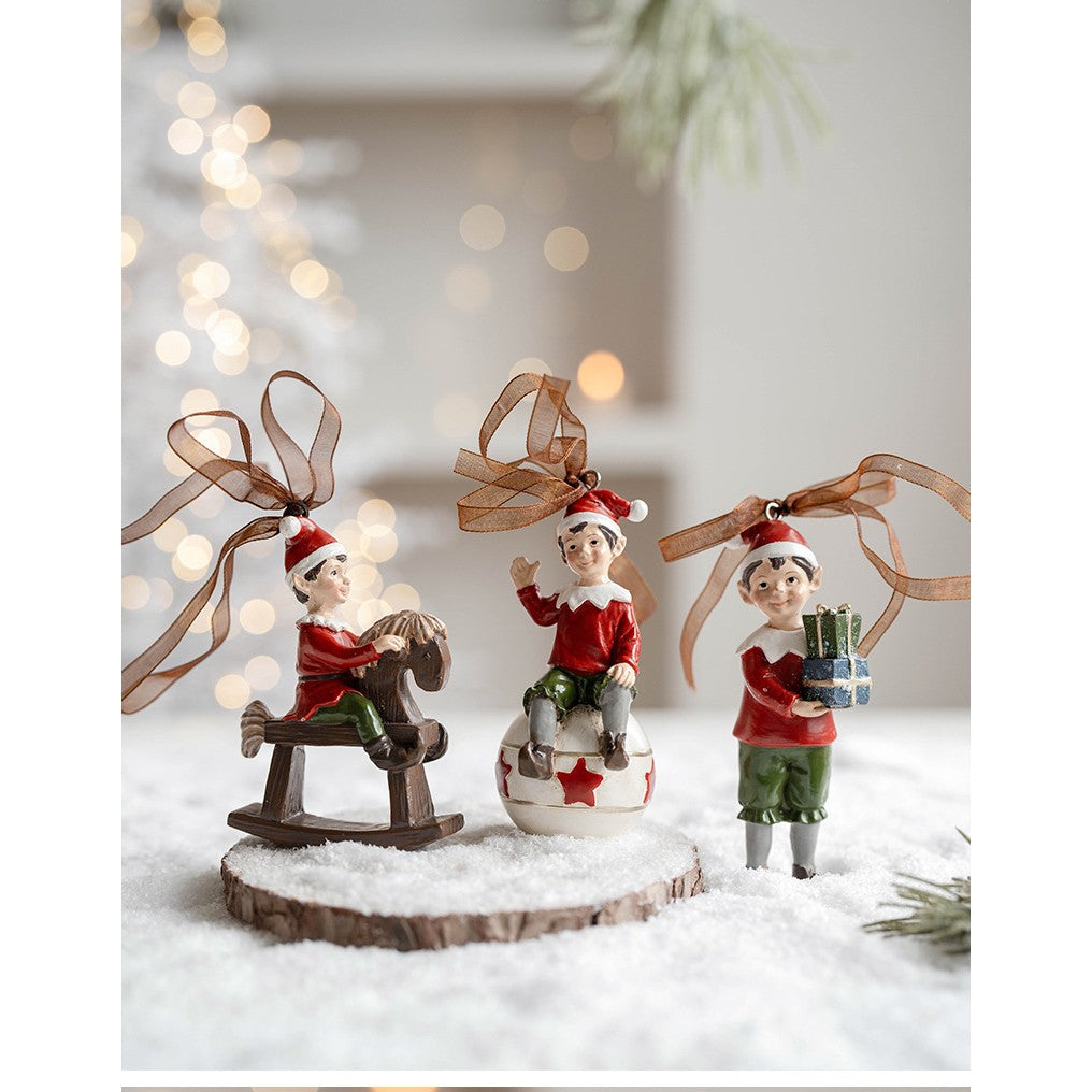 Decoratiune de Craciun, Flippy, pentru Brad, Model Elf pe Glob, 10 x 4 cm, din Rasina, Multicolor