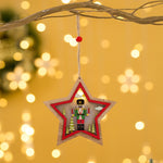Ornament de Brad, Flippy, cu Lumini LED, din Lemn, Figurina Spargatorul de Nuci, Model Stea, Multicolor