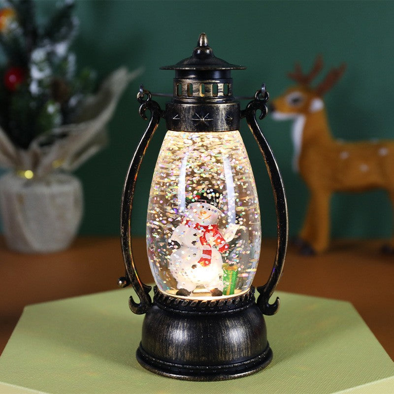 Decoratiune Luminoasa, Flippy, Felinar de Craciun, cu Lumina LED, Ornament Model Lampa cu Ulei Om de Zapada, cu Maner,