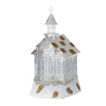 Decoratiune de Craciun, Flippy, Model Bisericuta Transparenta cu Sclipici, Iluminare LED si Efect Zapada, 22 x 13 x