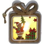 Ornament de Brad, Flippy, cu Lumini LED, din Lemn, Model Cadou, Multicolor