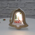 Ornament de Brad, Flippy, cu Lumini LED, din Lemn, Model Clopot, Multicolor