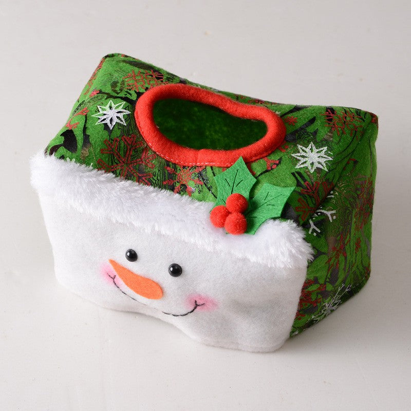 Cutie Decorativa pentru Servetele, Flippy, Model Om de Zapada, Tematica Craciun, 16 x 10 cm, Verde