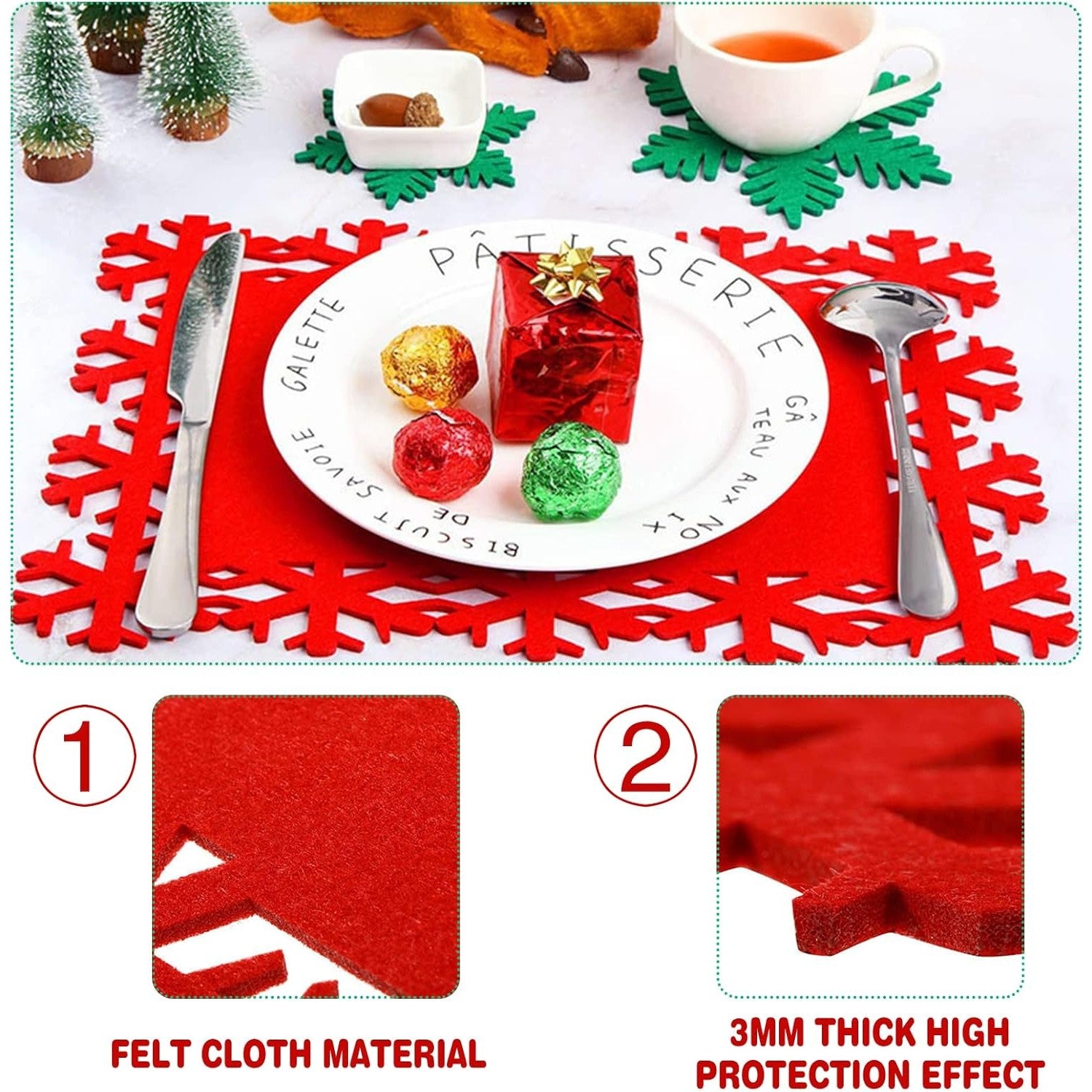 Set 12 Servete pentru Masa si Suporturi de Pahare/Tacamuri, Flippy, 4 Servete 25x35 cm, 4 Suporturi de 13x15 cm, 4