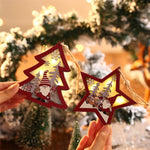 Ornament de Brad, Flippy, cu Lumini LED, din Lemn, Figurina Elf, Model Stea, Multicolor