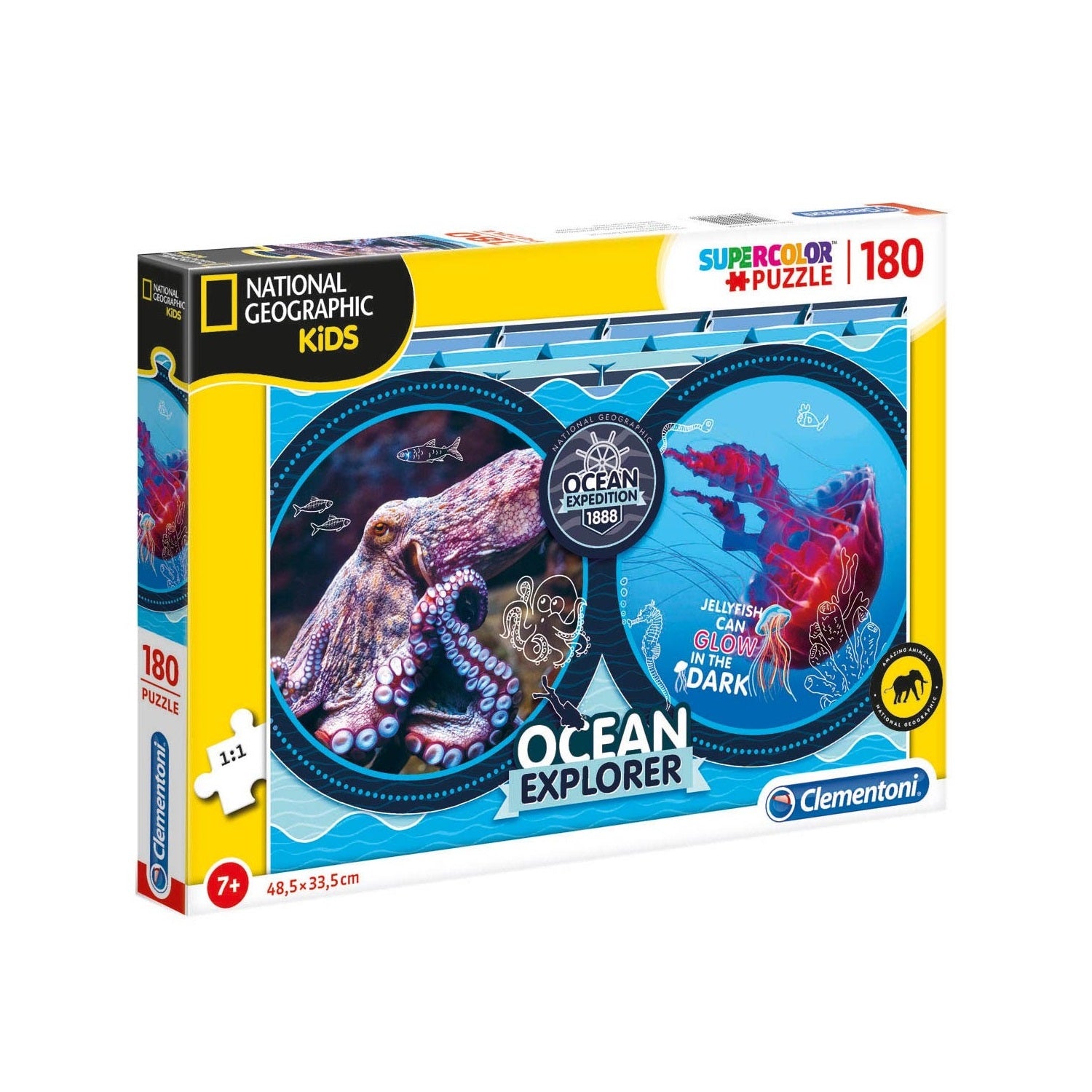 Clementoni, National Geographic Kids, Exploratorul Oceanului, Puzzle, Unisex, 7+ ani, 180 buc - Olmarkt