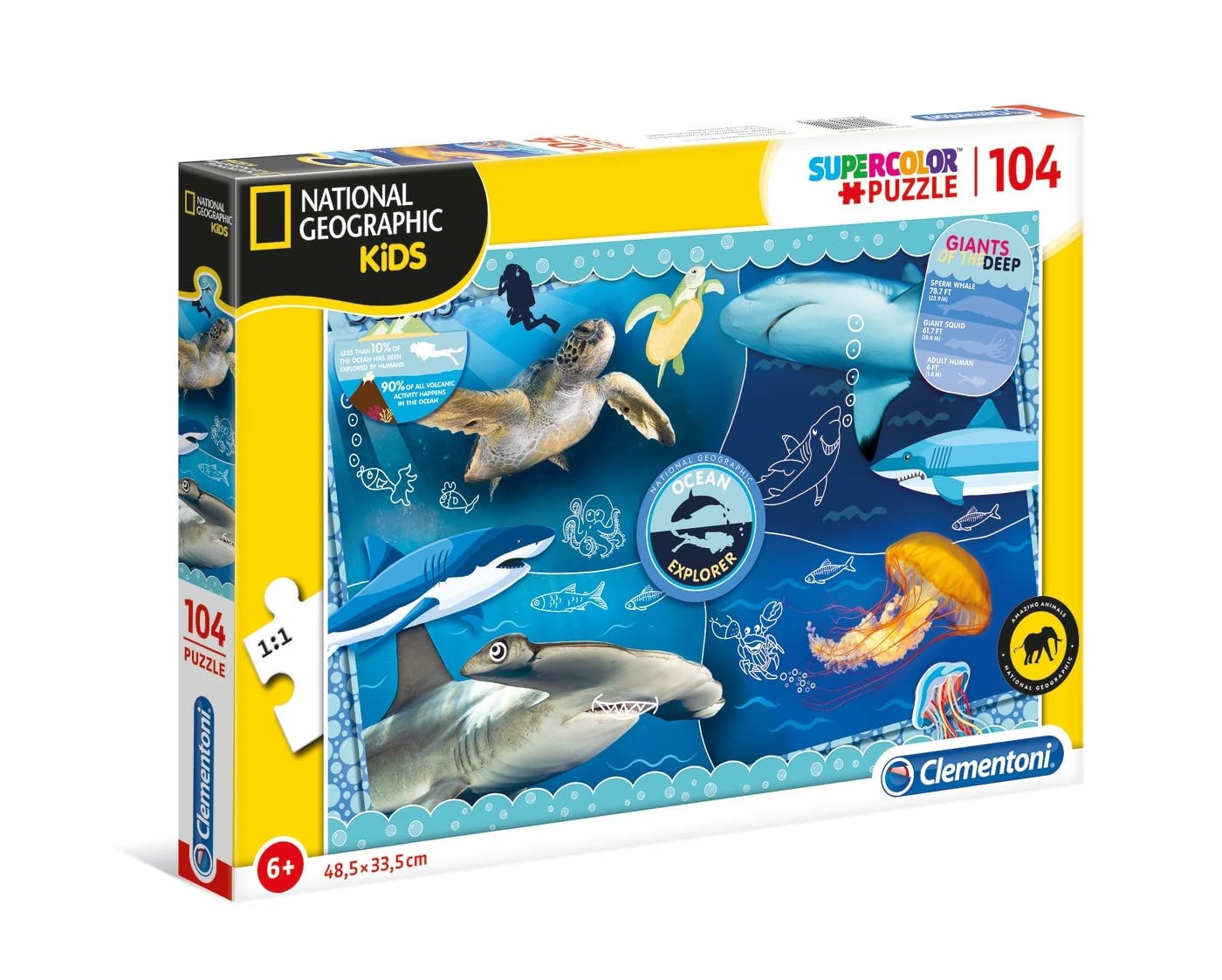 Clementoni, National Geographic Kids, Exploratorul Oceanului, Puzzle, Unisex, 6+ ani, 104 - Olmarkt