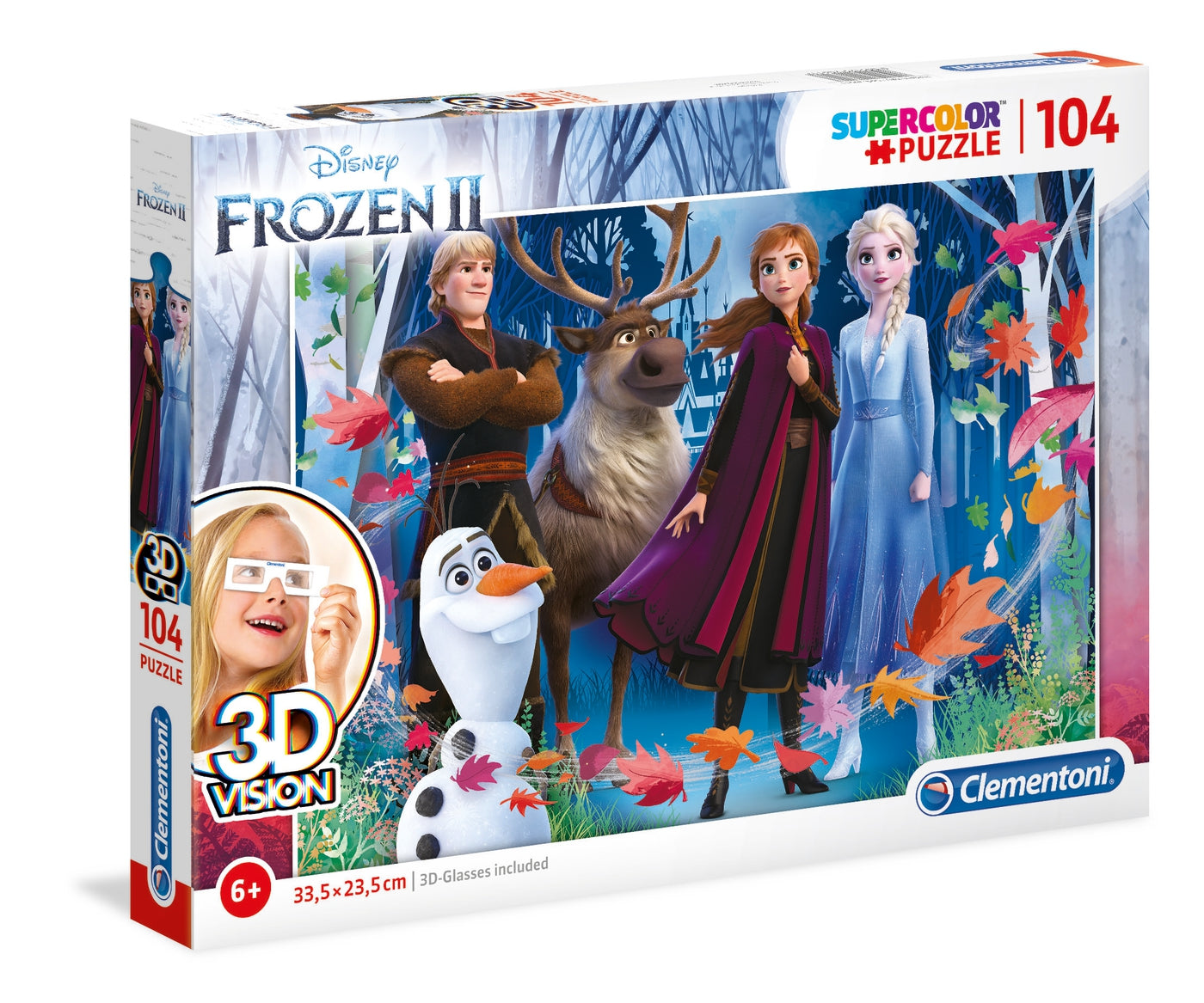 Clementoni, SuperColor, Regatul de gheață II Viziune 3D, Puzzle, Pentru fete, 6+ ani, 104 buc - Olmarkt
