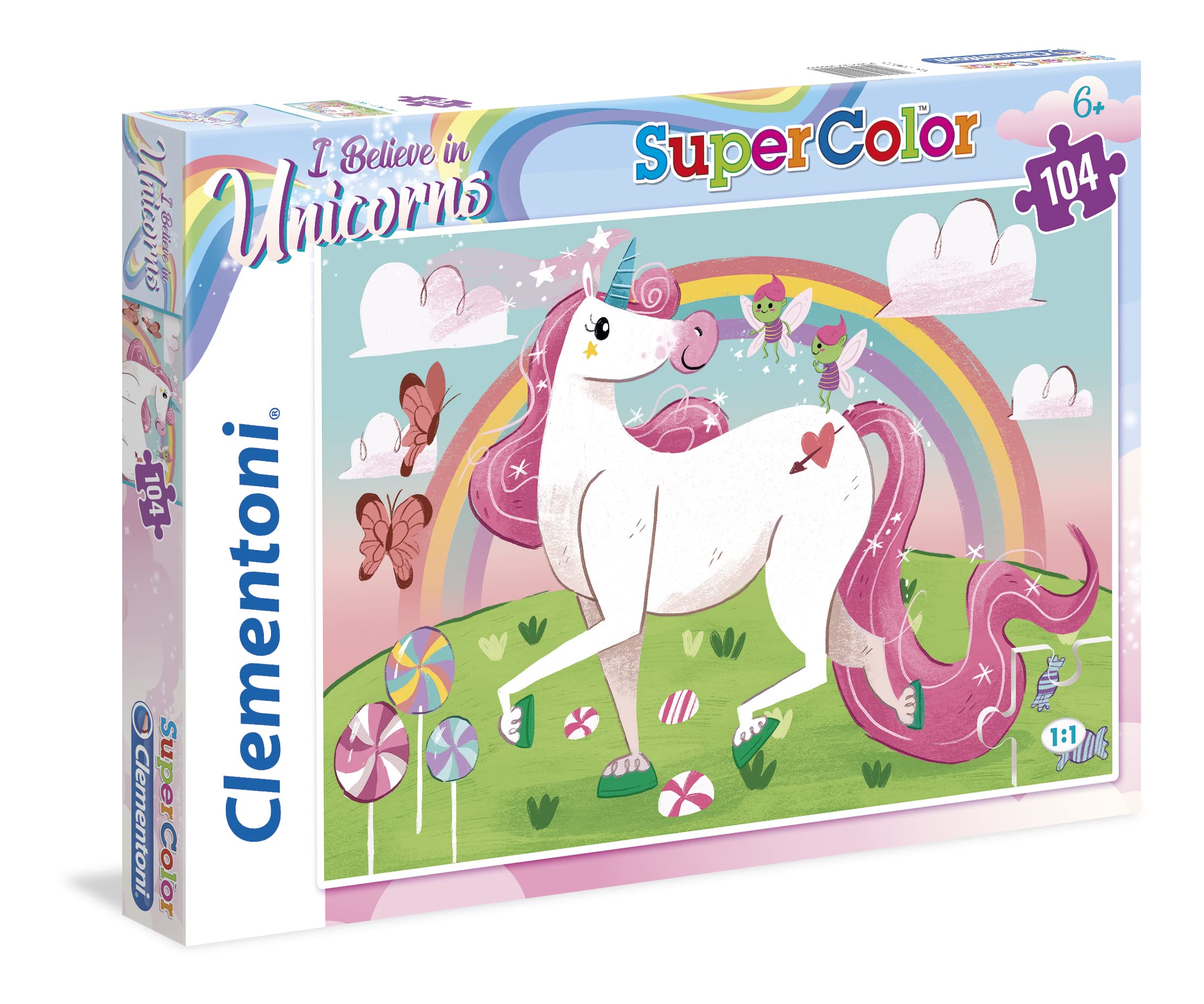 Clementoni, SuperColor, Cred în unicorni, Puzzle, Pentru fete, 6+ ani, 104 buc - Olmarkt