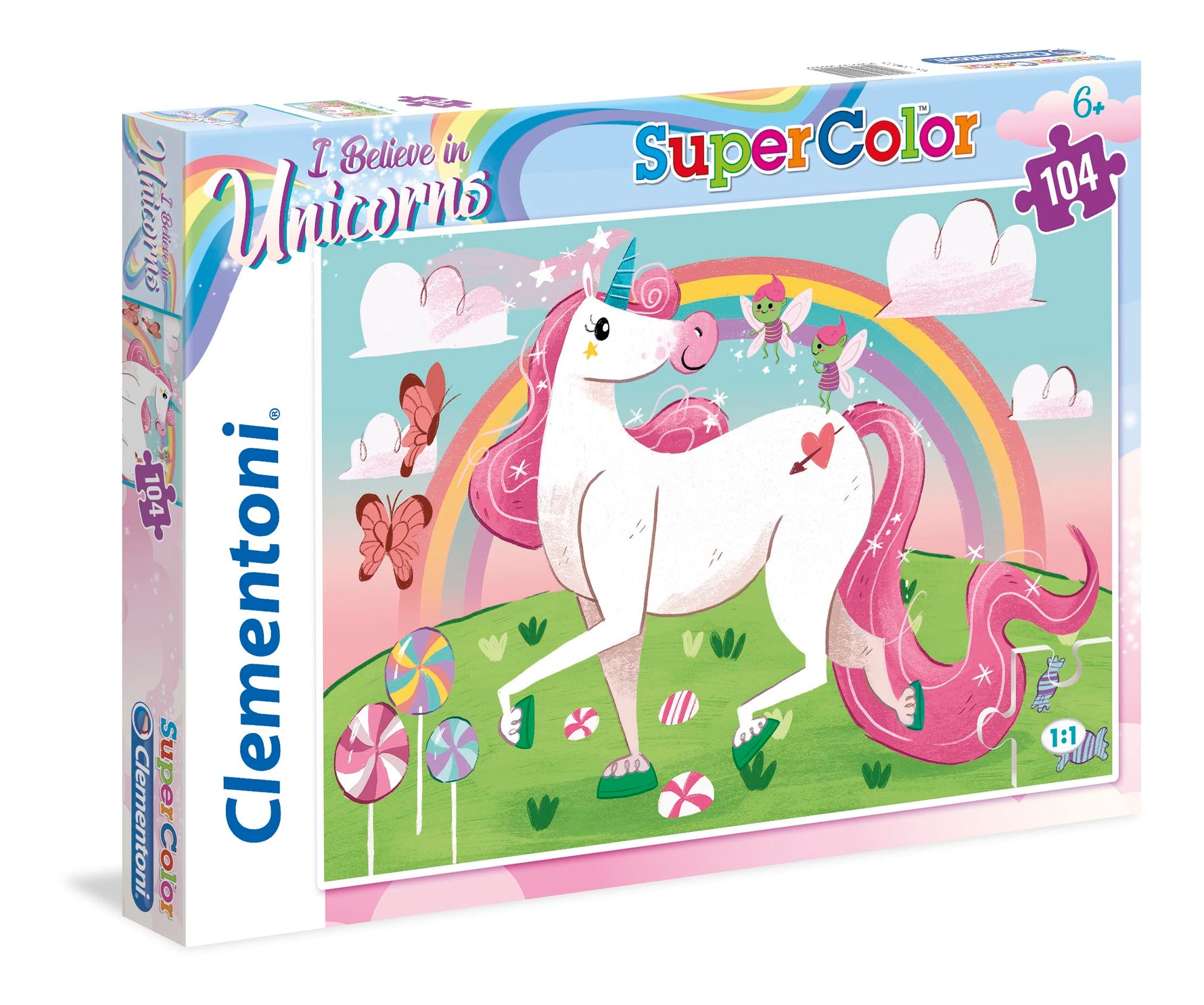 Clementoni, SuperColor, Cred în unicorni, Puzzle, Pentru fete, 6+ ani, 104 buc - Olmarkt