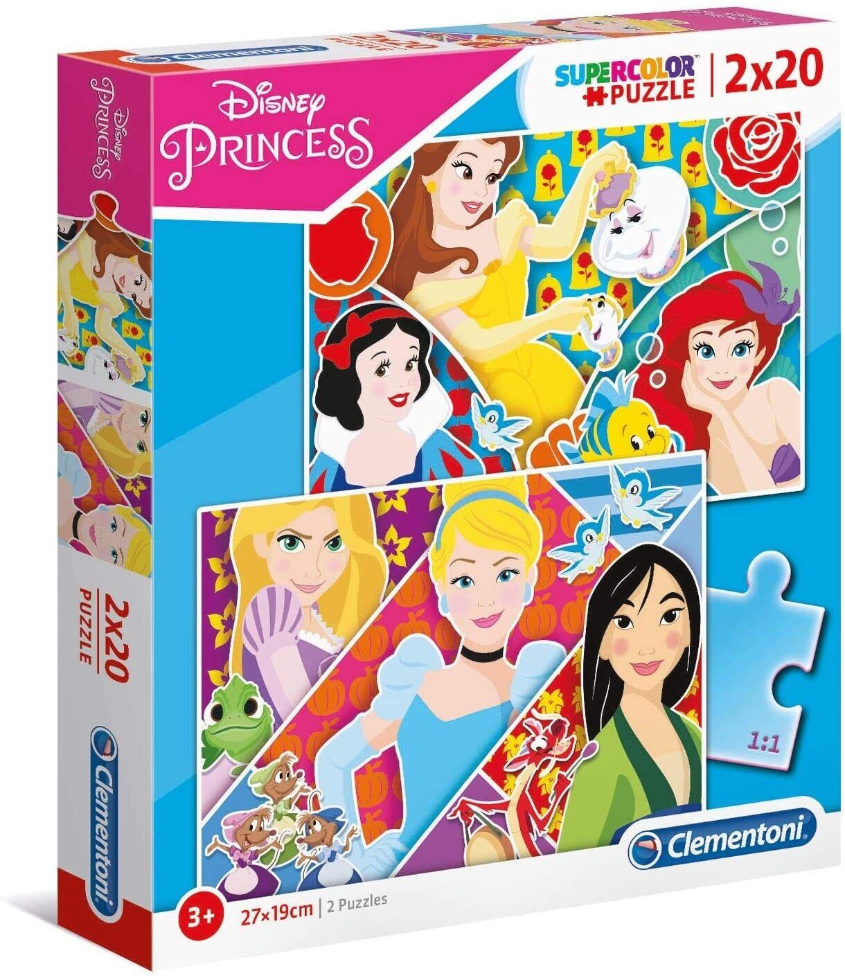 Set Duo, Clementoni, Supercolor, Prințesă Disney, Puzzle, Pentru fete, 3+ ani, 2 x 20 buc - Olmarkt