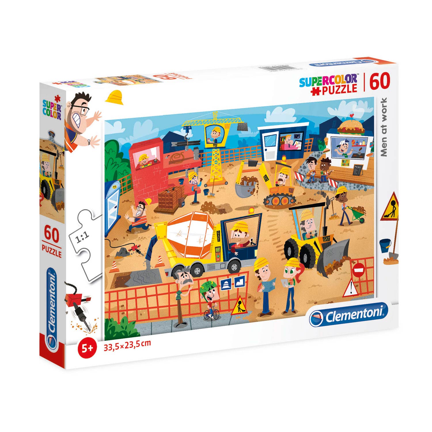 Clementoni, Supercolor, Bărbați la muncă, Puzzle, Pentru băieți, 5+ ani, 60 buc - Olmarkt