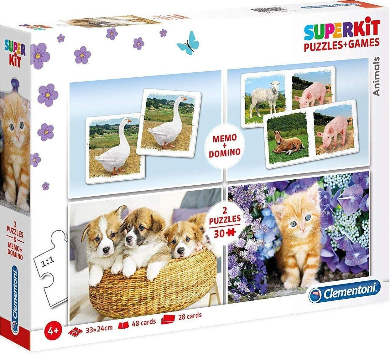 Clementoni, SuperKit, Animale, Puzzle, Unisex, 4+ ani, 2 x 30 + 48 + 28 buc - Olmarkt
