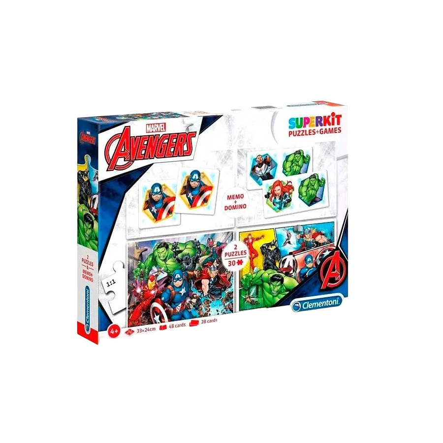 Clementoni, SuperKit, Răzbunătorii Marvel, Puzzle, Pentru băieți, 4+ ani, 2 x 30 + 48 + 28 buc - Olmarkt