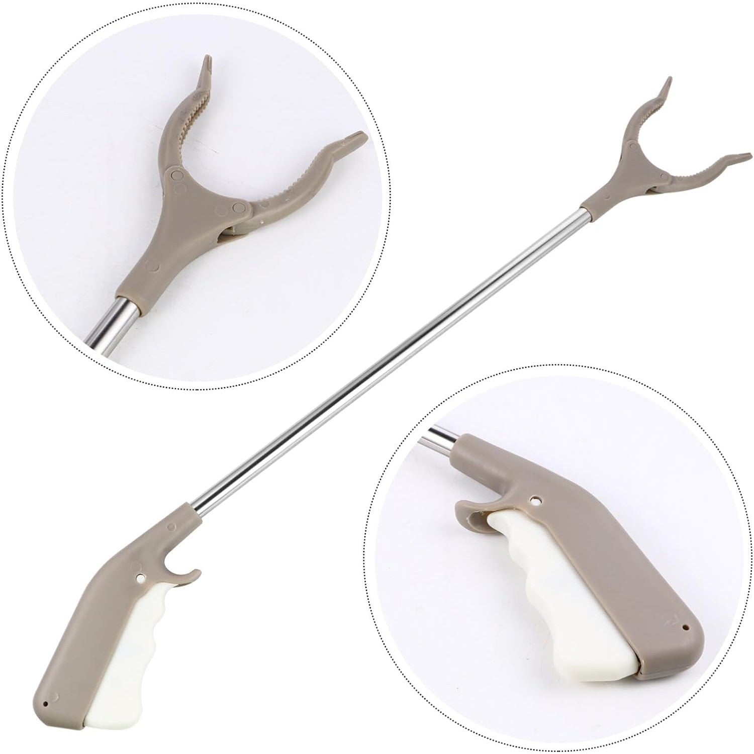 Cleste pentru Colectarea Deseurilor, Flippy, din Metal si Plastic, 96.5 cm, Fara Maini Murdare, Gri