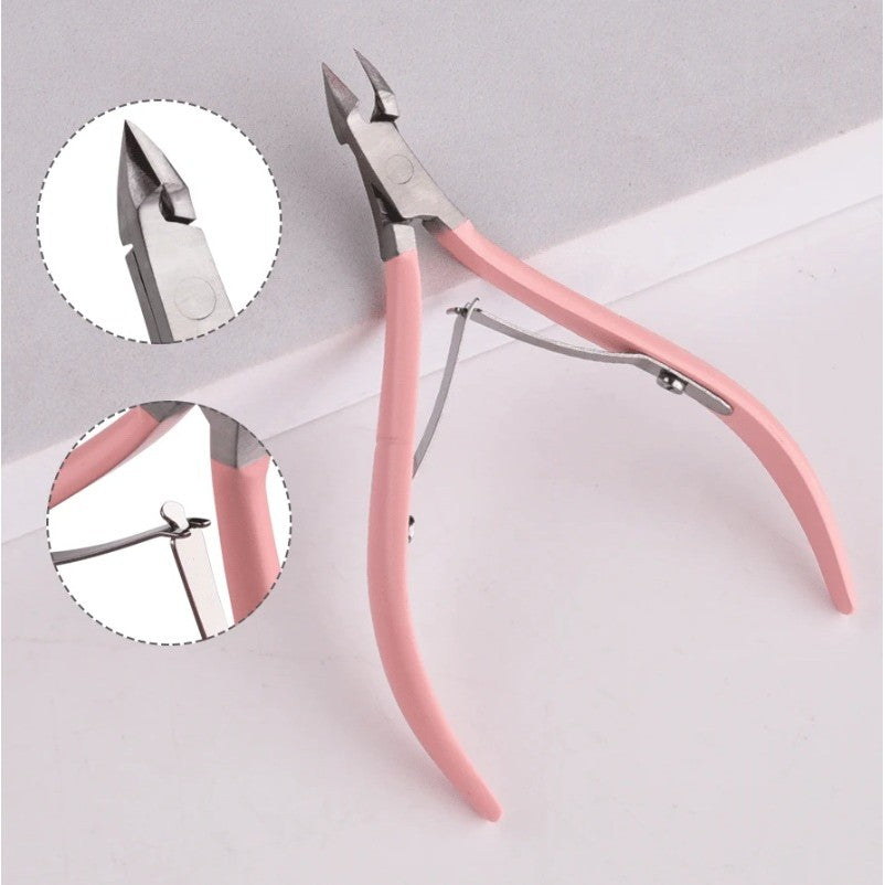 Cleste pentru Unghii si Cuticule, Flippy, din Otel Inoxidabil, Protectie Varf, 17 x 7 x 2 cm, Roz