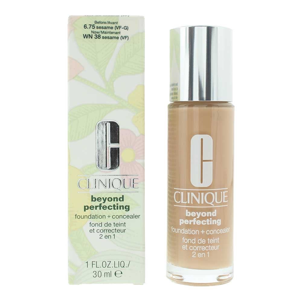 Clinique, Beyond Perfecting, Acoperire completă, Fond de ten lichid și corector 2-în-1, 38, Susam, 30 ml