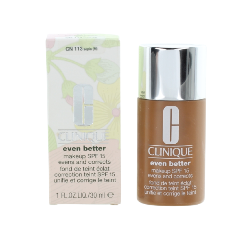 Clinique, Even Better, Fără parabeni, Hidratant, Fond de ten lichid, CN 113, Sepia, SPF 15, 30 ml - Olmarkt