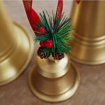 Clopot decorativ pentru Brad Craciun, Flippy, Clopot din Metal cu Funda si Crenguta de Brad pentru Decoratiune de