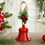 Clopot decorativ pentru Brad Craciun, Flippy, Clopot din Metal cu Funda si Crenguta de Brad pentru Decoratiune de