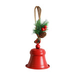 Clopot decorativ pentru Brad Craciun, Flippy, Clopot din Metal cu Funda si Crenguta de Brad pentru Decoratiune de
