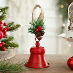 Clopot decorativ pentru Brad Craciun, Flippy, Clopot din Metal cu Funda si Crenguta de Brad pentru Decoratiune de