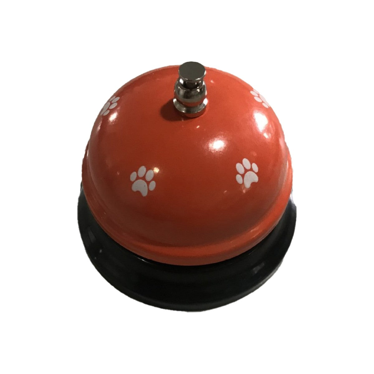 Clopotel Metalic Multifunctional, Flippy, Rosu cu Imprimeu Labuta Alba, 7.5 x 7.5 x 6.5 cm, Dresaj, Receptie,