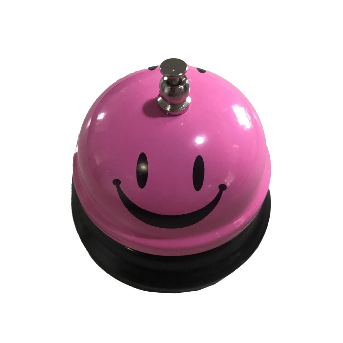 Clopotel Metalic Multifunctional, Flippy, Roz cu Imprimeu SMILEY FACE, 7.5 x 7.5 x 6.5 cm, Dresaj, Receptie, Restaurante