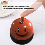 Clopotel Metalic Multifunctional, Flippy, Portocaliu cu Imprimeu Smiley Face, 7.5x7.5x6.5 cm, Receptie, Restaurant,