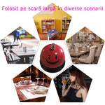 Clopotel Metalic Multifunctional, Flippy, Rosu cu Imprimeu Smiley Face, 7.5x7.5x6.5 cm, Receptie, Restaurant, Cafenele