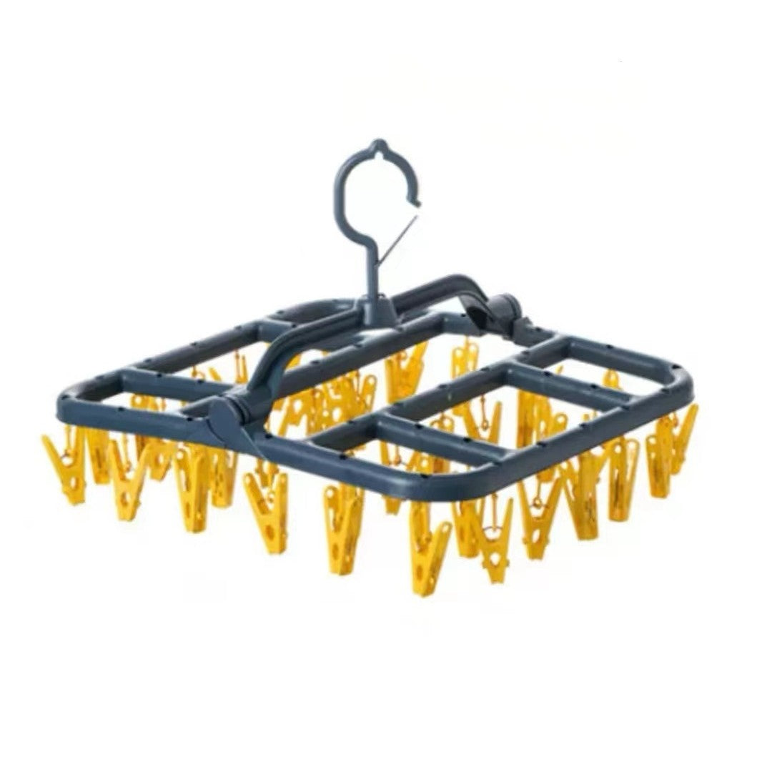 Uscator de Rufe Suspendat Flippy, cu 40 Carlige, Rotire 360 Grade, Protectie Vant, Pliabil, Patrat, Mateiral Plastic,