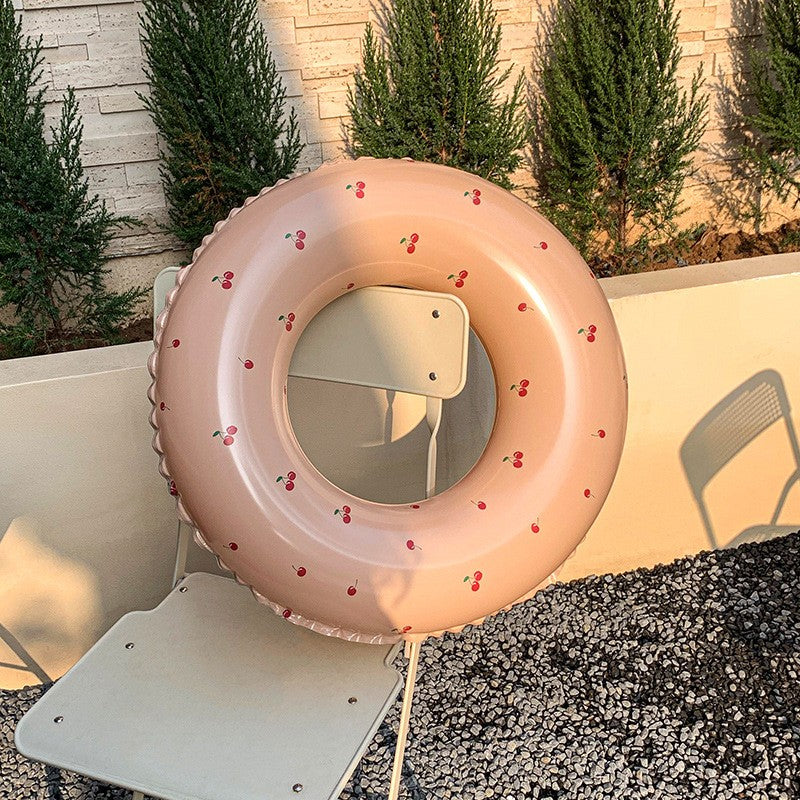 Colac de inot gonflabil pentru copii, Portocaliu, Model cu cirese, Flippy, diametru 70 cm