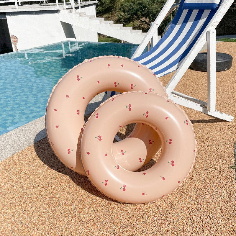 Colac de inot gonflabil pentru copii, Portocaliu, Model cu cirese, Flippy, diametru 70 cm