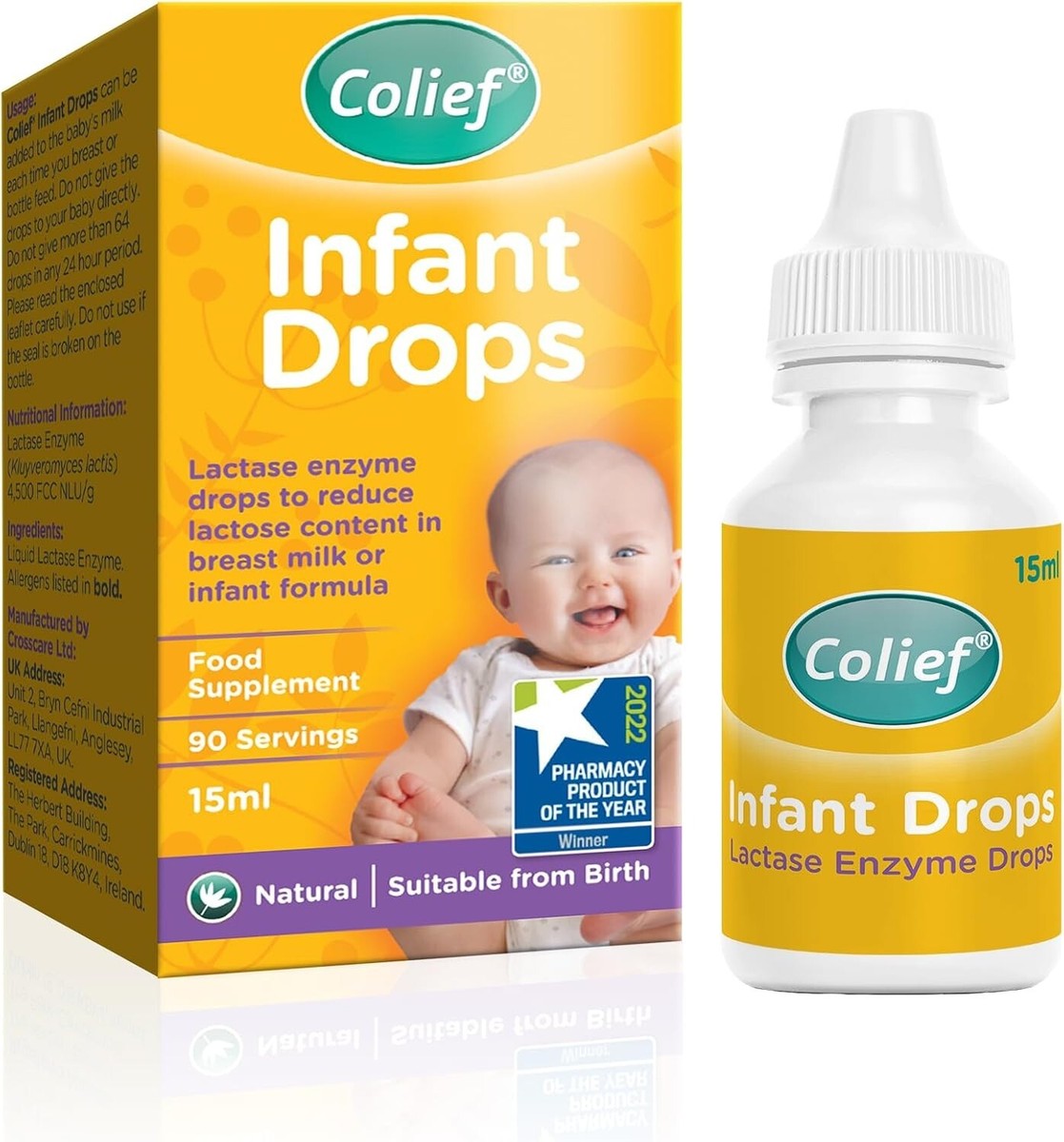 Colief, Infant Drops, Lactase Enzyme, Anti-Colic, Picături, 15 ml