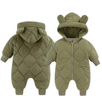 Combinezon de Iarna, Flippy, pentru Bebelusi, din Bumbac, cu Urechi, Mansete Elastice, Unisex, 66 cm, Verde