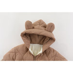 Combinezon de Iarna, Flippy, pentru Bebelusi, din Bumbac, cu Urechi, Mansete Elastice, Unisex, 73 cm, Maro