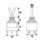Comutator 2x ON-ON 6 pini 12.5x11.5x8.5mm cu retinere Goobay