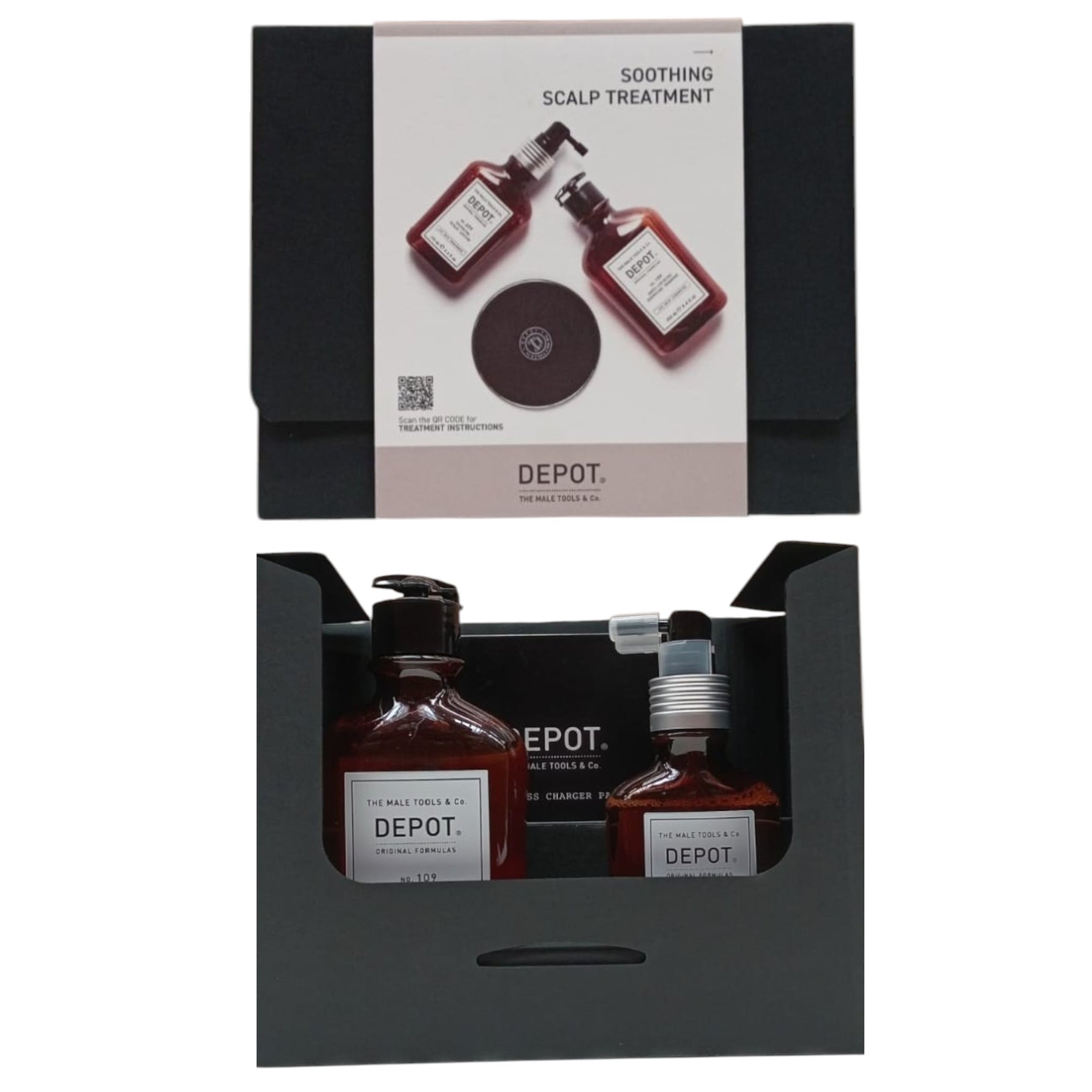 Consumer Kit G Set Depot: 200 Hair Treatments No. 209, Hair Lotion Treatment, For Calming, 100 ml + 100 Hair Cleansing No. 109, Hair Shampoo, For Calming, 250 ml - Olmarkt
