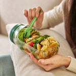 Container Caserola pentru Salata,, Flippy, Borcan pentru Salata, din PP, Gradat in ml, 1L, 19 x 10 x 10 cm, Capac Rosu,