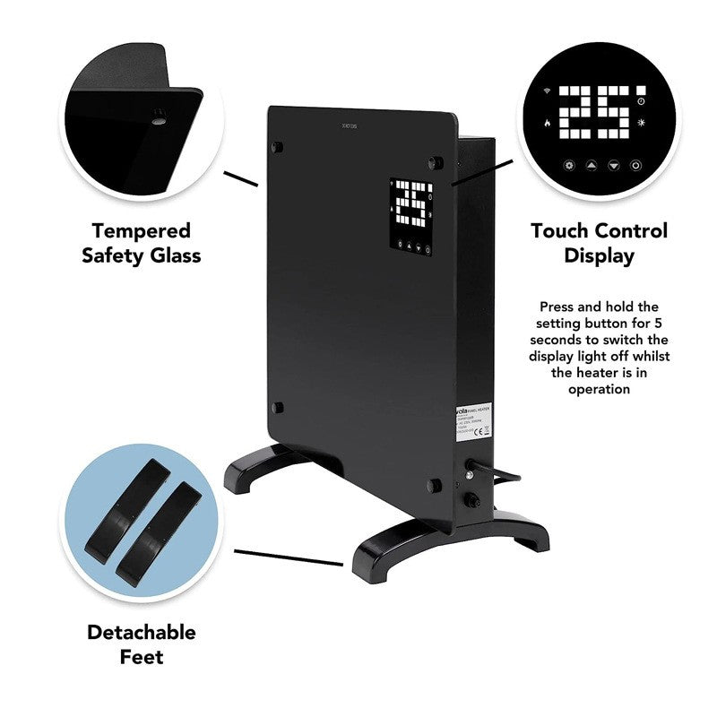 Convector Electric, Flippry, 2000W, Wi-Fi, Termostat, afisaj LED, Touch Screen, Control din Telefon, 82.3x12x45.6 cm,