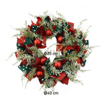 Coronita de Craciun pentru usa, Rosu/Verde, 40 cm, PVC, Artificiala, Decorata, cu LED, Interior/Exterior, Flippy