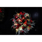 Coronita de Craciun pentru usa, Rosu/Verde, 40 cm, PVC, Artificiala, Decorata, cu LED, Interior/Exterior, Flippy