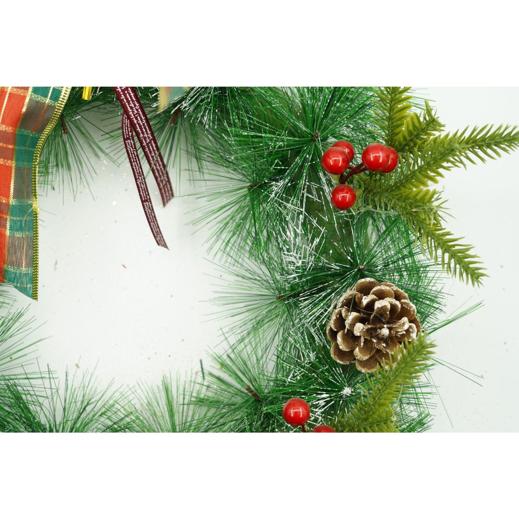 Coronita de Craciun pentru usa, Rosu/Verde, 40 cm, PVC, Artificiala, Decorata, Interior/Exterior, Flippy